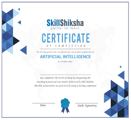 Artificial Intelligence Course Certificate by Skill Shiksha 